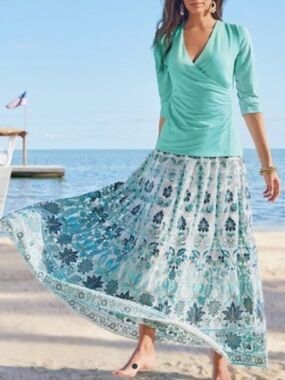 Soft Surrounding Icon Alexandria Skirt Aqua Scroll